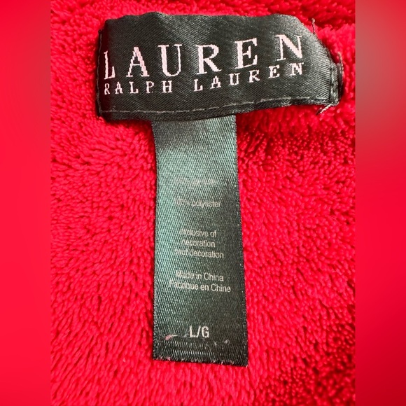 Ralph Lauren Luxury Soft Plush Cherry Red Embroidered Logo Valentine Day Robe - Picture 5 of 6